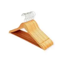 Вешалка-плечики деревянная (клен) 44,5 см с перекладиной, ES202503-1 (светлое дерево) Бежевый - фото