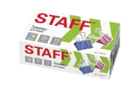 Зажимы для бумаг STAFF Profit, КОМПЛЕКТ 12 шт, 25 мм, на 100 л, цветные, карт.кор., 225157 (360) Микс - фото