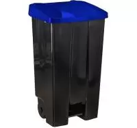 Бак для мусора 110л с педалью, на колёсах, синий М 2395 Синий - фото