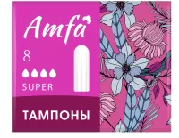 Тампоны без аппликатора Super 8шт AMFA, 38-27/24 Белый - фото