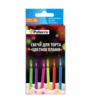 Свечи для торта "Цветное пламя", 6 штук в уп., PATERRA, 401-520 (50) Разноцветный - фото