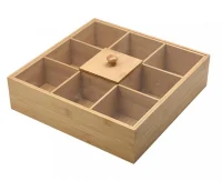 Органайзер д/пакетиков чай/кофе бамбук 30*30*10см №15 без крышки КТ-ОЧ-08  - фото