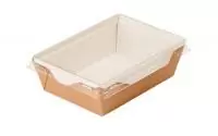 Коробка 400 мл 125/145*75/95*45 с пластиковой крышкой Salad 400 Packton 38232 (400) Коричневый - фото