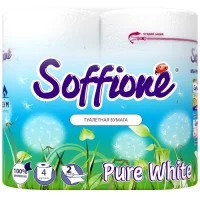 Туалетная бумага Soffione Pure White, 2слоя, 4 рулона Белый - фото