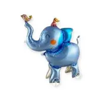 Шар фольга 3D (31"/79см) К ФИГУРА AIR Каталка Слон 1 шт (надув воздухом) Голубой - фото