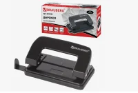 Дырокол металлический BRAUBERG "Classik", до 10 листов, черный, 222548 Черный - фото