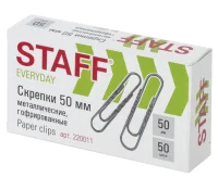 Скрепки большие 50 мм гофрированные 50 шт., STAFF "EVERYDAY", металлические, 220011  - фото