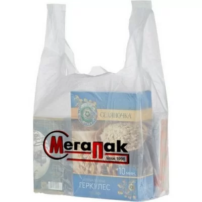 Майка-пакет 40*7*60см 22мк с логотипом "Мегапак", 100 шт Белый - фото