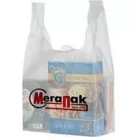 Майка-пакет 43*10*80см 22мк с логотипом "Мегапак", 100 шт Белый - фото