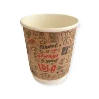 Стакан бумажный д/гор двуслойный 250 мл Travel Крафт 24шт, арт. 56 407  - фото
