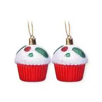 Набор новогодних украшений "Маффины" (2шт х 7см), S2584 Разноцветный - фото