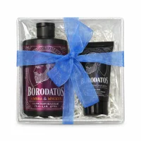 Подарочный набор BORODATOS №2 (Гель для душа, крем-бальзам для лица) Черный - фото