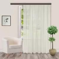Штора вуаль с тиснением 300*260см бабочки Молочный - фото