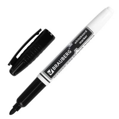 Маркер д/доски Brauberg с клипом эргономичн. корпус, кругл. наконечник 4мм, черный 150846 Маркер д/доски Brauberg с клипом эргономичн. корпус, кругл. наконечник 4мм, черный 150846 Черный - фото