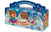 Новог.коробка Посылочка "Новогодний каток" вместимость до 900 гр  - фото