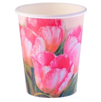 Стакан бумажный "Тюльпаны", набор 10 шт., 250 мл Разноцветный - фото