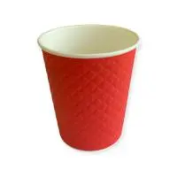 Стакан бумажный д/гор двуслойный 250 мл Waffle Red 25шт, арт. ЕМ80-280 Красный - фото