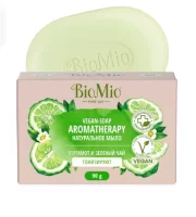 BioMio.  Натуральное мыло. Зелёный чай и эфирное масло бергамота, 90г 520.04508.01 (24) Сплат Зеленый - фото