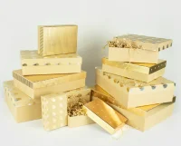 Коробка Нежный микс, Бежевый/Золото, Металлик, 14,5*10*5 см Золотой - фото