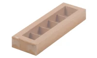 Коробка для конфет 5шт с вклеенным окном 235*70*30 мм (крафт), 1 шт, 050107 (50) Коричневый - фото