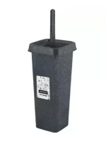 Набор для туалета Stone закрытый (ершик + подставка) темный камень SC340911026 Серый - фото