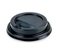 Крышка для стакана бумажного 350-450мл черная с отрывным питейником D90, 100 шт Черный - фото