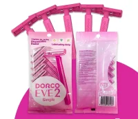 Станок для бритья Dorco Eve 2 Simple одноразовый с увлажняющей полоской, 5 шт Розовый - фото