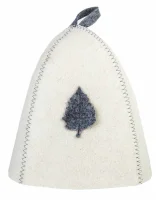 Шапка банная с аппликацией "Лист", войлок белый, Б40  Белый - фото