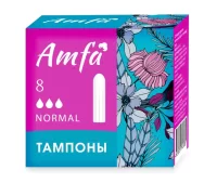 Тампоны без аппликатора Normal 8шт AMFA, 38-27/23 Белый - фото