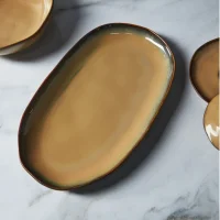 Блюдо овальное Ivlev Chef Органика 36х26x3см, фарфор, бежевый 816-394 Бежевый - фото
