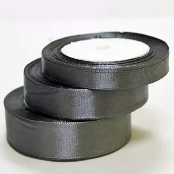 Лента тканная атласная 12мм*25Y Антрацит, арт. F014-12/03 Черный - фото
