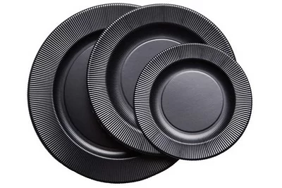 Тарелка бумажная d32.4 см "BLACK", 4 шт Черный - фото