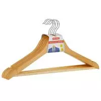 Вешалка-плечики деревянные с перекладинами Office Clean, 5шт, 45см Коричневый - фото
