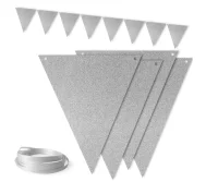 Гирлянда Флажки, Серебро, с блестками, 500 см, 13*18 см*12 шт, 1 упак., 6245512 Серебро - фото