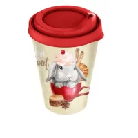 Стакан с крышкой 420мл с декором (красный), арт. 221144206/03 Красный - фото