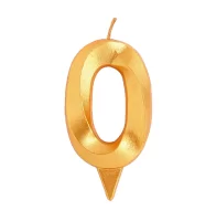 Свеча в торт "Грань", цифра "0", золотой металлик, 7.8 см Золотой - фото
