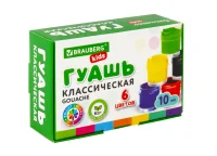 Гуашь BRAUBERG KIDS"NEW", 6 цветов по 10 мл, 192374 Разноцветный - фото