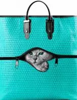 Сумка-пакет 44*40 с пласт.ручкой лам Котэ-бокс 1/10 (100) Голубой - фото