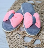 Обувь домашняя женская (светло серый с розовым), р.39, 209.04.03 Обувь домашняя женская (светло серый с розовым), р.39, 209.04.03  - фото