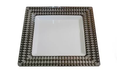 Тарелка пластиковая квадратная серебряная 7", 6 шт Серый - фото