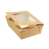 Коробка картонная с окном большая 150*115*50мм ECOSALAD600 Коричневый - фото