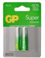 Батарейка GP Super Alkaline G-Tech 15А АA - 2 шт. на блистере (15AA21-2CRSBC2 20/160)  - фото