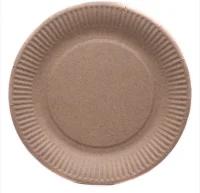 Тарелка бумажная d18см белая верх/ крафт низ картон 1/50 Коричневый - фото