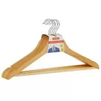 Вешалка-плечики Office Clean, деревянные с перекладинами, 45см, 5шт Коричневый - фото