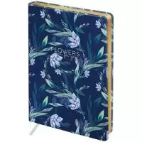 Ежедневник недатированный A5 кожзам Greenwich Line "Romance. Blue flowers", 136 листов  - фото