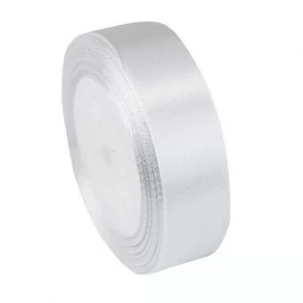 Лента тканная атласная 19мм*25Y БЕЛАЯ, арт. F014-80/01, F014-19/01 Белый - фото