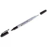 Маркер перманентный двухсторонний Crown "Multi Marker Twin" черный 2мм/1мм   - фото
