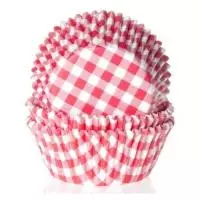 Набор бумажных форм для конфет  Д40 Н22,5 (Н20) красный клетка BC1546RC 1/100 Красный - фото