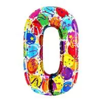 Шар фольгированный 40" «Цифра 0», яркие шары, арт. 9600496 Разноцветный - фото