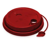 Крышка д/стакана Р90 красная с заглушкой 1/50  Красный - фото